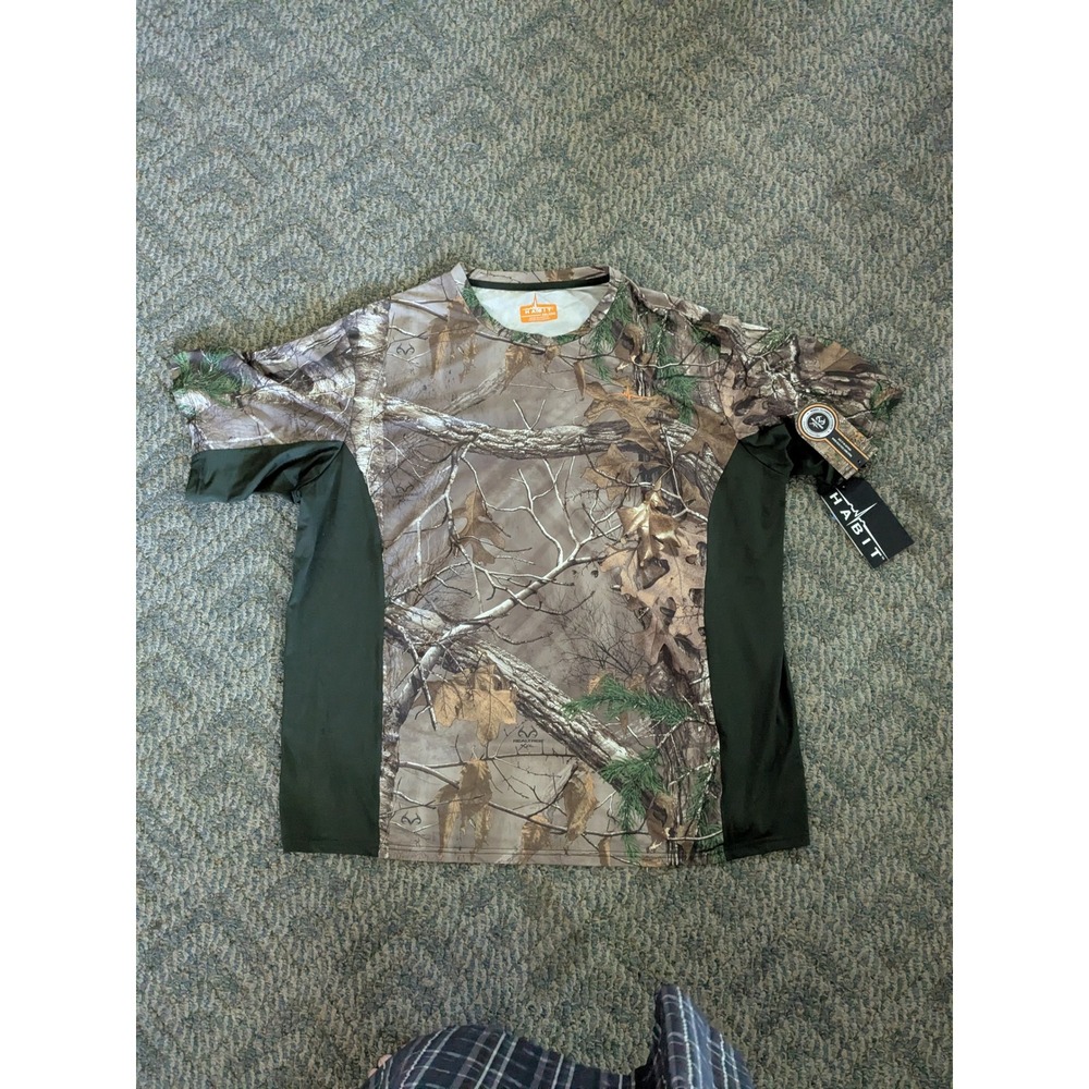 Habit Mens Realtree Xtra Camo Performance T-Shirt 2XL Moisture Wicking Hunting